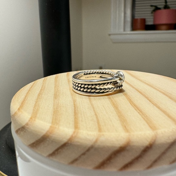 David Yurman X Crossover Band Ring Sterling Silver with Diamonds - size 7 w/ Box - Picture 7 of 12